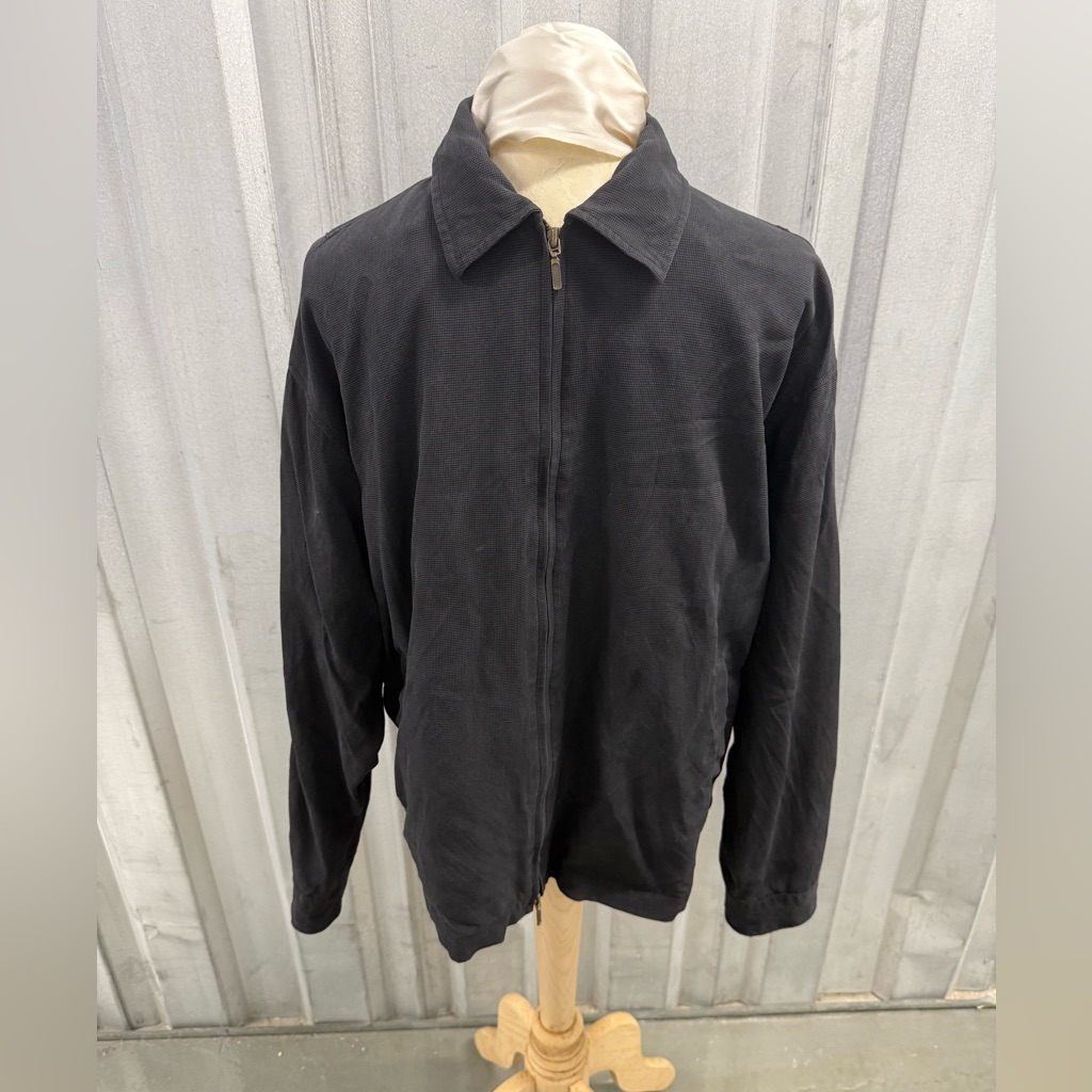 Anthology Men's Black Zip-Up Silk Jacket